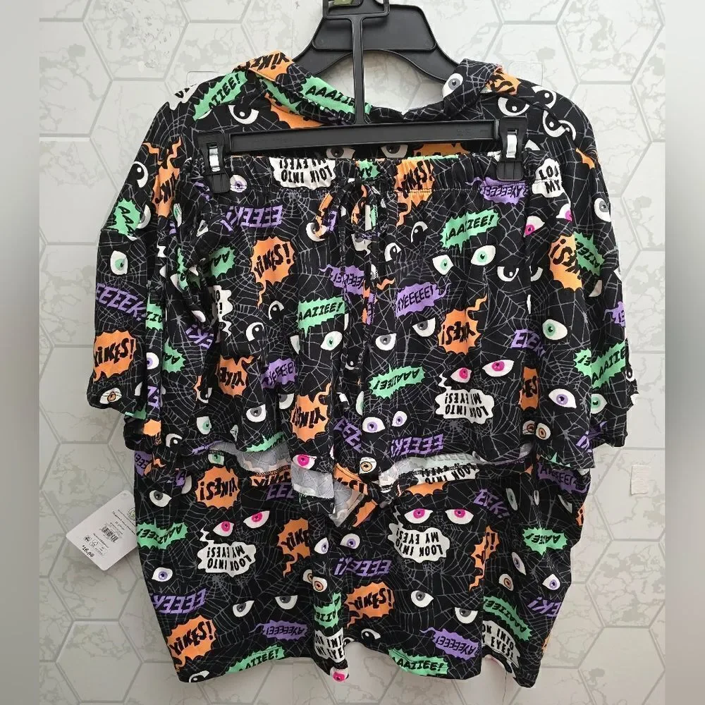 Nwt Halloween Womens Spider Web Print Shorty Pajama Set, Way to Celebrate